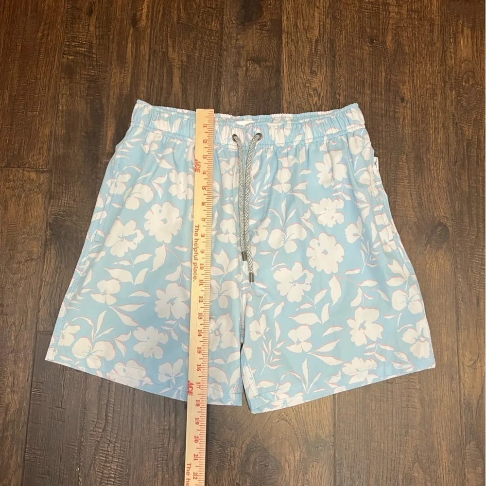 Vintage Summer Floral Print Swim Shorts Size Mens Large Color Blue, Whit…
